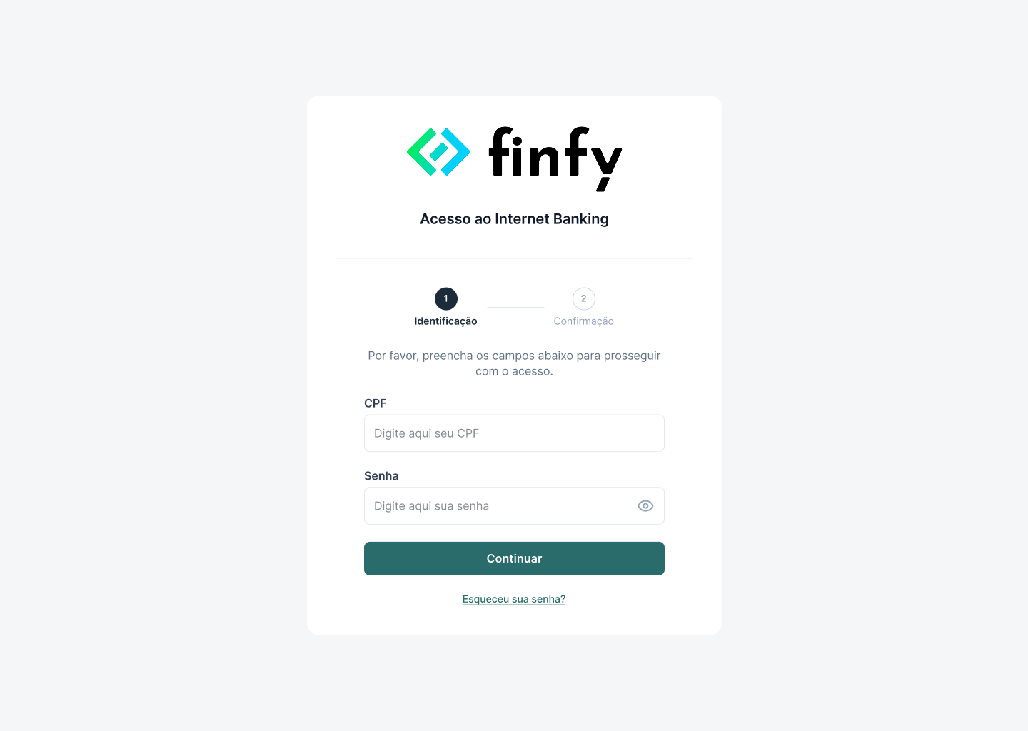 Tela de acesso ao Internet Banking Finfy